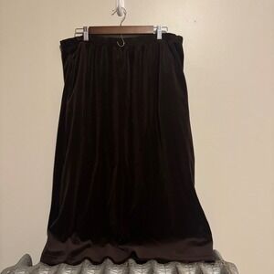 Woman Within Velvet Midi Skirt Elastic Waist Brown L Normcore Staples Velvet